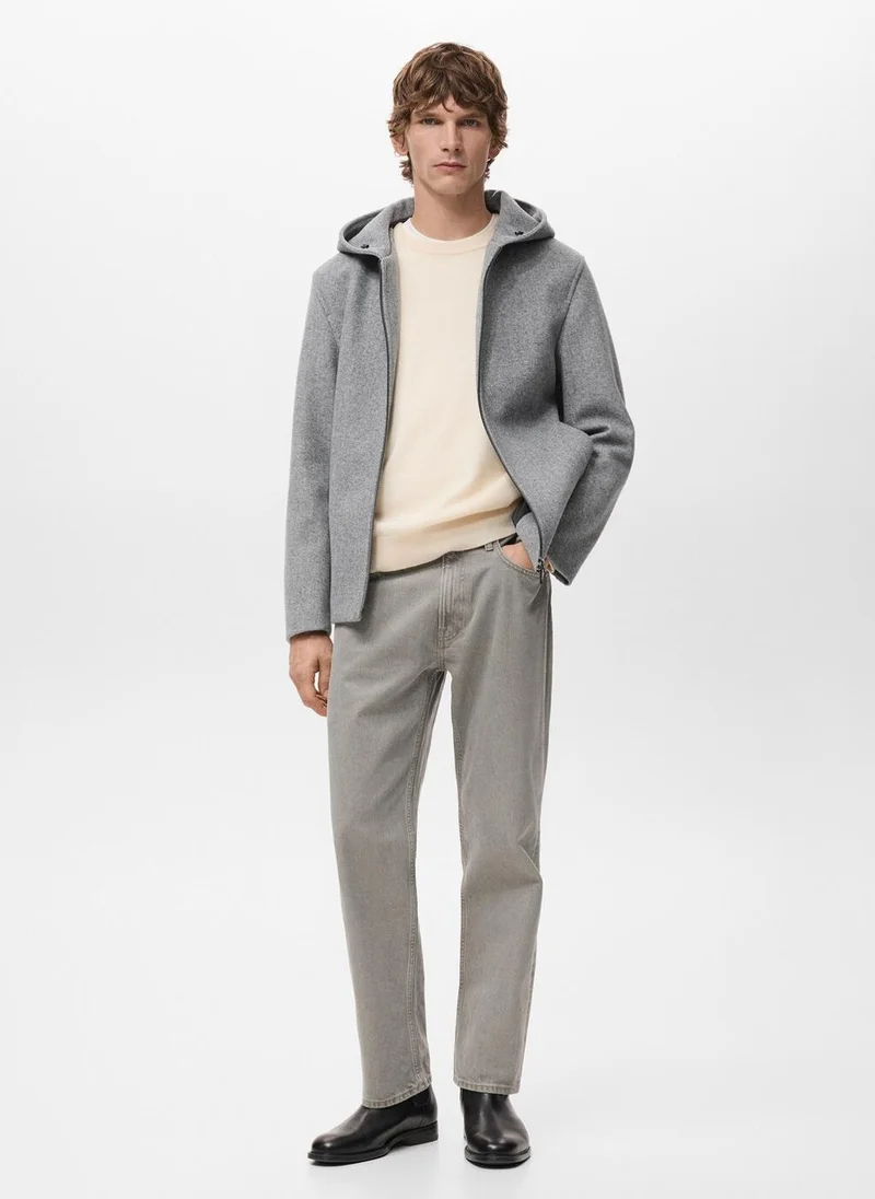 Mango Man  Wool coat with hood for Men | Best Price UAE